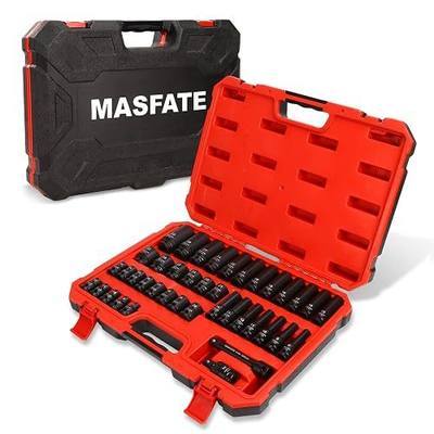 1/2" Impact Socket Set 40PCS, Metric Shallow & Deep 8-32mm | CR-MO Steel,6-Point Design,includes Extension Bars & U-Joint. Ideal heavy-duty kit for car and truck lug nut repair