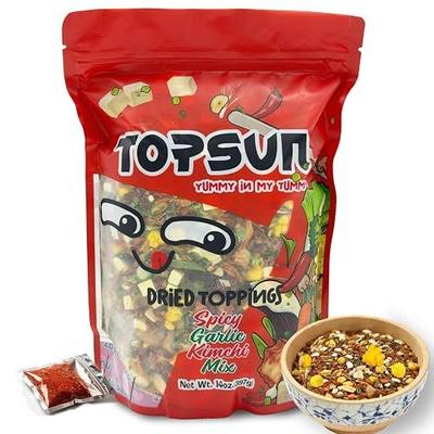 14oz Spicy Garlic Kimchi Ramen Toppings, 10-Ingredient Dehydrated Veggie Mix, Separate Chili Flakes Packet, Authentic Korean Savory Upgrade Instant Noodles, Low Sodium, 27 Servings