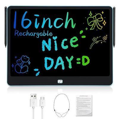 16 Inch Low Blue Light LCD Writing Tablet for Kids, 2 Styluses Erasable Drawing Pad Gift Ages 3+ (Black)