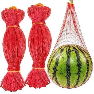 100 Pack Watermelon Nets,20 Inch Reusable Melon Hammock Watermelon Nets,Red Heavy Duty Mesh Bags with Drawstring for Garden,Honeydew Melon,Cucumbers,Garden Growing