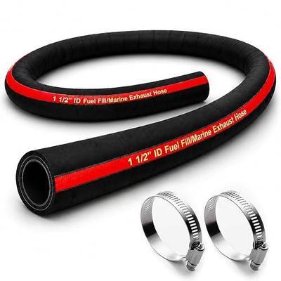 1.5" ID 48" Length Flexible Marine Fuel Filler Hose for FillerNeck with Two Hose Clamps, Fuel Tank Vent and Exhaust Hose, 1-1/2 Fuel Fill/Marine Exhaust Hose for Gasoline Methanol Ethanol Fuel, 58524