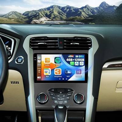 4G+128G Car Stereo Radio for Ford Fusion 2013-2016 (for Small Display) Wireless CarPlay Android Auto 9 Inch 1280 * 720 in-Cell Touch Screen Android 15 Head Unit Bluetooth GPS FM Backup Camera