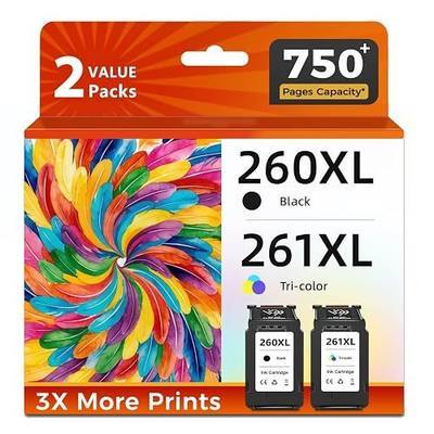 260XL 261XL Black Color Ink Cartridge Replacement for Canon PG-260 CL-261 PG260 CL261 XL Combo Pack for Cannon TR7020 TR7020a TR7022 TS6420 TS6400 TS5300 TS5320 TS6420a Printer, 2-Pack