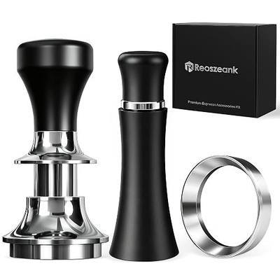 Reoszeank 51mm Espresso Accessories Kit, 30lb Tamper, WDT, Dosing Funnel | Spring Loaded Calibrated Tamper, Aluminum WDT Tool, Stainless Steel Funnel, fits Delonghi, CASABREWS and atatix 51 mm Machine