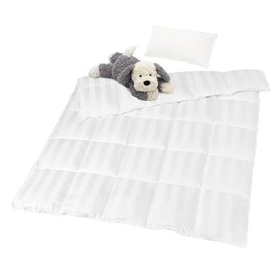 zzlamb Bamboo Toddler Comforter,Lightweight All Season Down Alternative Baby Quilt,Soft Kids Blanket Duvet Insert for Cribs,Breathable 100% Bamboo Fibers Shell Machine Washable,39x47in White Strip