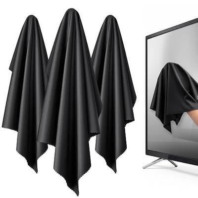 XL Premium Screen Cleaning Cloth 16"X16" 3 Pack Microfiber TV Screen Cleaner Cloth for OLED LED TVs, Computer Monitors, Laptops, Tablets & Car Displays, Lint-Free Streak-Free, Black