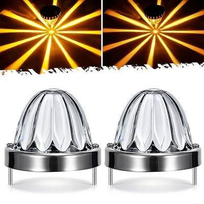 Partsam 2Pcs 2.5 inch Glass Lens Watermelon Lights Amber LED Turn Signal Marker Light for 12V Vehicles, Semi Trucks, Trucks, Pickup, Off-road, Aluminum Alloy Base, IP65 Waterproof
