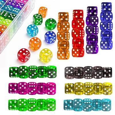50 Pack Colorful Dice Set (14mm) 6 Sided Acrylic Dice Standard Dice Translucent Colored Bulk Dice for Classroom & DIY Crafts