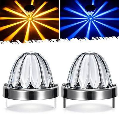 Partsam 2Pcs 2.5 inch Glass Lens Watermelon Lights Dual Color Amber/Blue LED Turn Signal Marker Light Aluminum Alloy Base for 12V Vehicles, Semi Trucks, Trucks, Pickup, Off-road