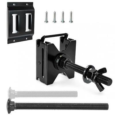 Double-Fitting E-Track Spare Tire Mount with 2-Slot Plate | Black powder-coated alloy steel; 400 lb working load; dual fittings reduce wobble; includes 4- and 6-inch bolts