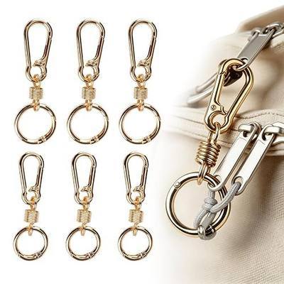 Zipper Clips Anti Theft, 6 Pcs Zipper Locks for Backpacks, Double Opening Antitheft Spring Carabiner Clasps for Travel Purse Luggage Suitcase Handbags Keys(Gold)