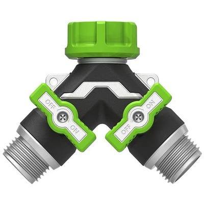 2-Way Heavy Duty Metal Garden Hose Splitter – Y Spigot & Outdoor Faucet Splitter, 100% Metal Body, 0.5LB, Bigger Bore High Flow, Leak-Proof 3/4" GHT,Durable Water Hose Splitter for Garden Tasks