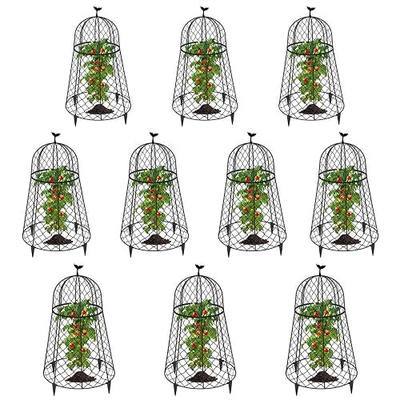 10 Packs Garden Cloches for Plants, Plant Protectors from Animals, Chicken Wire Cloche, Plant Cloche and Cage, Protection for Your Plants and Seedlings, 13" D x 20" H - Black