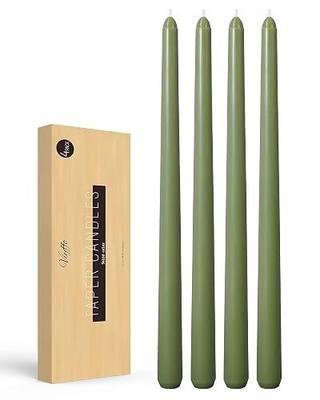 Viyffo Taper Candles, 12 Inch, 4 Pack, Olive Glow – Unscented, Dripless & Smokeless Design, Up to 8 Hour Burn – Long Tall Taper Candlesticks for Wedding, Dinner & Home Decor