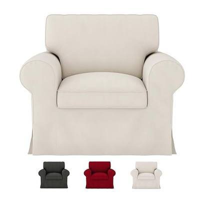 Ektorp Sofa Cover for IKEA Ektorp Armchair, Polyester Slipcover Set with 1 Frame Cover + 1 Seat Cushion Cover + 1 Back Cushion Cover, Machine Washable, Cream