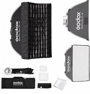 GODOX Softbox Godox EazyFlow Rect 30x45cm Rectangular Softbox, 11.8"x17.7" Quick-Folding Portable Modifier with Grid, Full Metal Bowens Mount for Studio Flash & LED Video Light, for Tabletop Product