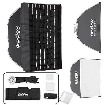 GODOX Softbox Godox EazyFlow Rect 45x60cm Rectangular Softbox, 17.7"x23.6" Quick-Folding Portable Modifier with Grid, Bowens Mount for Studio Flash & LED Video Light, for Interviews & Vlogging