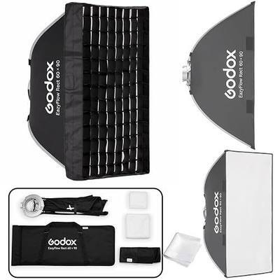 GODOX Softbox EazyFlow Rect 60 × 90cm Rectangular Softbox | 23.6" × 35.4" Quick-Folding Bowens Mount Softbox with Grid for Studio Flashes and LED Video Lights, Ideal for photography