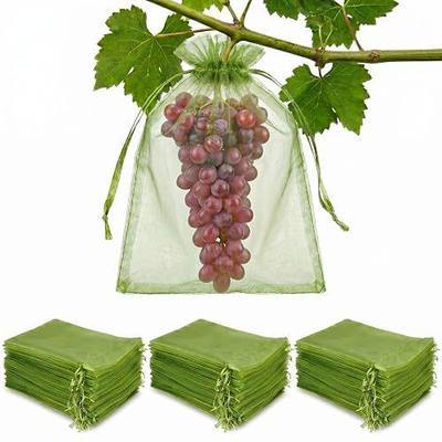 300 Pcs Fruit Protection Bags, 8x12 Inch Green Garden Mesh Bags for Grapes & Fruit Trees, Breathable Organza Netting Cover Bags for Grapes, Tomatoes, Mangos & Vegetables