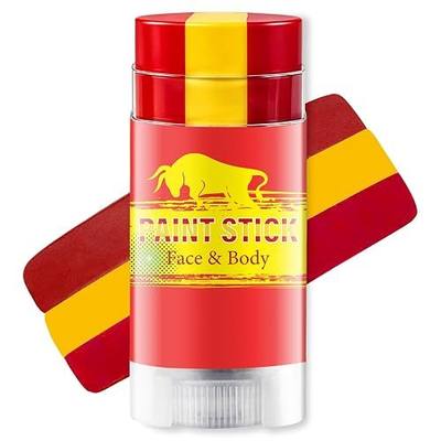 Red Yellow and Red Spain Face Paint Stick for World Cup Fans and Party, World Cup Decorations, Sweatproof & High Pigment Sports Face Paint Sticks for World Cup Party Accessories