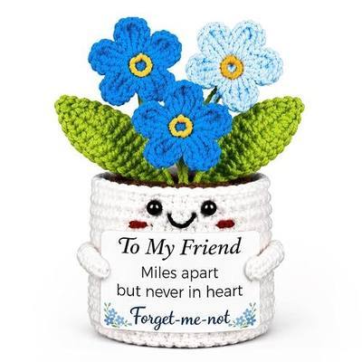 Friendship Friend Gifts for Women - Gifts for Best Friends Women | Handmade Forget Me Not Crochet Birthday Bestie Gifts for Woman Girls Bff Work Besties Galentines Christmas Friendsgiving