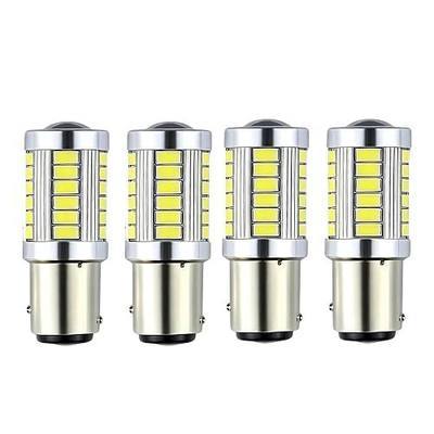 4 PCS 1157 LED Bulb, Super Bright 33SMD Car Brake Light Tail Light with Lens, 12V BAY15D 2057 7528 Replacement Bulb, Universal for Most Cars, Trucks, SUVs (White)