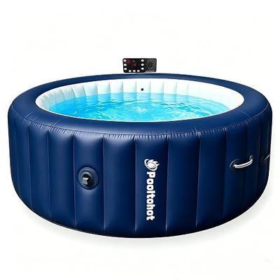 POOLTOHOT Inflatable Hot Tub 71" x 28", Portable Hot Tubs Built-in Heat Pump and 6-Color Lights for 2-4 Person, Blow Up Outdoor Hot Tubs with 143 Soothing Air Jets and Filter System for SPA (Blue)