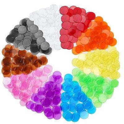 300 PCS Bingo Chips, 3/4 Inch (19mm) Transparent Bingo Markers, 10 Colors Plastic Bingo Tokens, Colored Game Counters for Bingo Game, Classroom Math, Lottery, Board Games