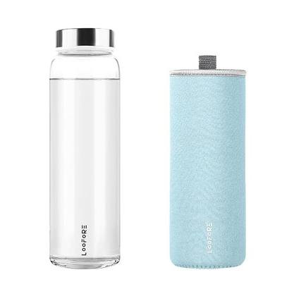 Glass Water Bottle 32 oz with Wide Mouth and Neoprene Sleeve | Glass Drinking Bottle 1000ml, Reusable Bpa Free, Leakproof, High Borosilicate, Water Bottle for Gym, Sports & Workout, 1 Pack