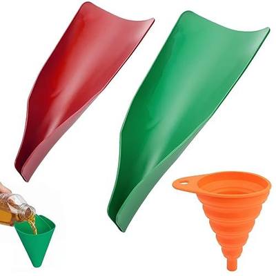 Flexible Oil Drain Funnel Set, 3PCS Reusable Silicone Foldable Oil Funnel for Spill-Free Oil Change, Moldable Draining Tool for Car Truck Motorcycle Garage Use