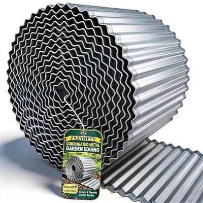 Metal Border Edging 3" x 100Ft, Corrugated Metal Garden Edging Roll,Silver | Galvanized Steel Landscape Border with Rolled Edges for Lawn, Flower Bed, Fence and Paver Edging