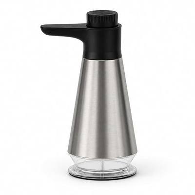 Dish Soap Dispenser for Kitchen,304 Stainless Steel Hand Soap Dispenser with Adjustable Output,Refillable Soap Pump with Clear Refill Base, Leak Resistant, Rust Resistant, Non-Slip