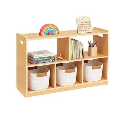 OOOK Montessori Shelf 5-Section, 2-Shelf Toy Organizers and Storage | FSC Safety, Double-Sided Montessori Toy Storage for Kids Room, Daycare Center, Nursery, Classroom, 36.6"W×11.4"D×23.2"H