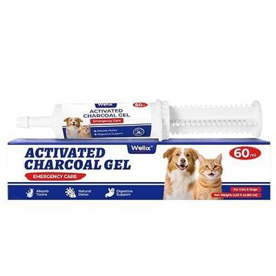 Wellix Activated Charcoal Gel for Dogs & Cats with Kaolin Clay, 60 ml | Essential Pet First Aid Kit - Accidental Ingestion & Anti Diarrhea for Dogs - Natural Toxin Absorption Gel with Vitamin E