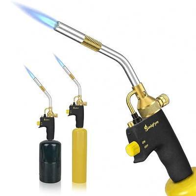 High-Intensity Propane Torch Head, Upgraded 10,000 BTU Trigger Start Gas Torch with Flame Lock&Built-in Pressure Valve, 360° All-Angle Burn CGA600 Plumbing Torch for Soldering, CSA Certified