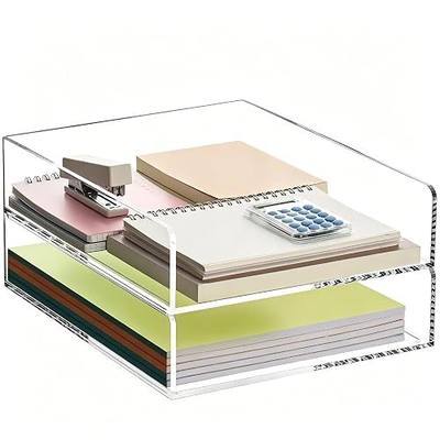 HeZone Paper Organizer Letter Tray,Acrylic Desk Organizer,Clear File Organizer for Desk,Stackable Paper Tray for Documents,A4 File Paper,Book,Bills, Crafts,Notes for Office/Classroom/Home Organization