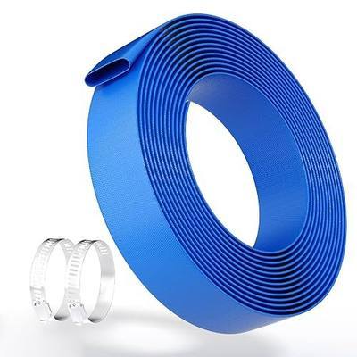 Garvee Pool Backwash Hose 1.5 In x 50 FT, Heavy Duty PVC, 2 Metal Clamps | Blue, Pool Drain Hose, Inground & Above Ground Pools, Water Discharge, Drainage, Irrigation