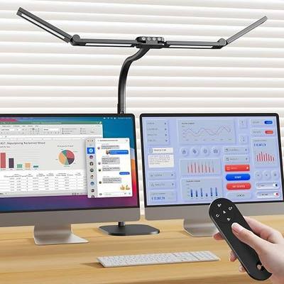 Omorepa 4 Light Bar Design Goose-Neck Architect Desk Lamp with Base,24W Bright Led Tall Overhead Desk Light for Home Office,Eye Care Reading Table Light for Desktop Working,Drafting,Reading