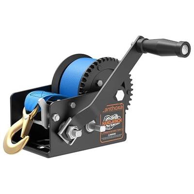 3500lbs Boat Trailer Winch, Heavy Duty Boat Winch with 33FT Strap | 2-Way Ratchet 4:1/8:1 Gear Trailer Winch, Portable Hand Crank Winch for Boat, Truck, Trailer, RV, ATV, Marine and Jet Ski