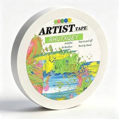 Artist Tape, White Art Tape for Watercolor Paper, Artist Masking Painters Tape for Drafting Painting Canvas Framing, Acid Free Low Tack 0.5inch Wide 160FT Long Total