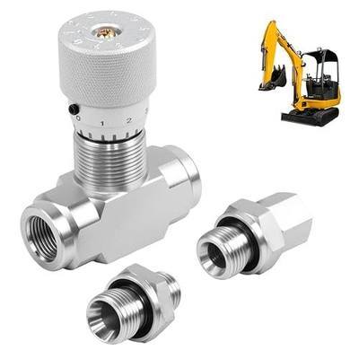 STB-G3/8 3/8" L08 Hydraulic Flow Control Valve compatible with 1-2 Ton Mini Excavator,Bidirectional Hydraulic Restrictor Valve with Two-Sided G3/8" BSPP Male Pipe Fitting Connectors(3Pcs)