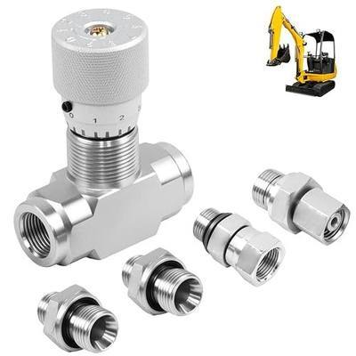 STB-G3/8 3/8"-M14 L08 Hydraulic Flow Control Valve for Mini Excavators,Bidirectional Hydraulic Restrictor Valve with G3/8" Male Pipe Fitting,M 14×1.5 Fitting,G3/8" to M14×1.5 Hybrid Adapter(5Pcs)