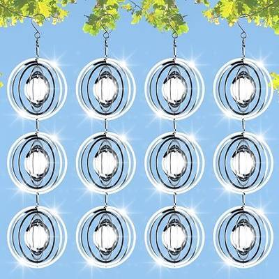 12 PCS Stainless Steel Bird deterrents for Outside,Bird reflectors to Keep Birds Away,3D Wind Spinners Outdoor Bird Scarer Discs Set Pigeon Deterrent to Keep Swallows Sparrow Away Garden Porch Pool