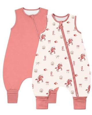 WYTbaby 2-Pack Baby Sleep Sack with Legs, Cotton Wearable Blanket, 2-Way Zipper Toddler Sleep Bag