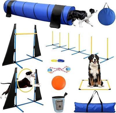 POPMOON Dog Agility Equipment, Dog Agility Course Backyard Set (11-Piece) | Backyard & Indoor Training Agility Course for Dogs with Adjustable Jumps,Collapsible Tunnel,Toys,Storage Bags