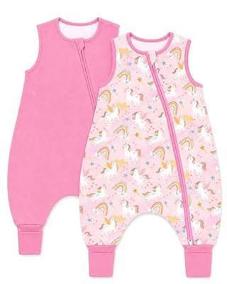 WYTbaby 2-Pack Baby Sleep Sack with Legs, Cotton Wearable Blanket, 2-Way Zipper Toddler Sleep Bag
