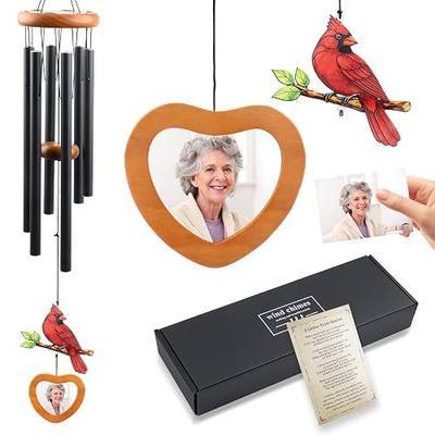 36" Memorial Wind Chimes for Loss of Loved One, Personalized Photo Sympathy Cardinal WindChimes for Husband/Wife, Bereavement Condolence Remembrance Funeral Gifts for Loss of Mother Father