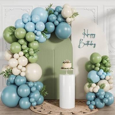 Dusty Blue Sage Green Balloon Arch Kit 120pcs Thick Sand White Fog Blue Latex Balloons Different Sizes 18 12 10 5 Inch Balloon Garland for Birthday Baby Shower Bridal Shower Party Decoration