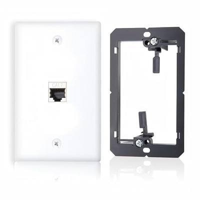 1-Pack Ethernet Wall Plate, Cat7 RJ45 Keystone Shielded Coupler 1 Port Ethernet Wall Outlet Female to Female with Single Gang Low Voltage Mounting Bracket, Hide Cables Behind Wall