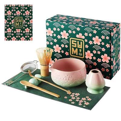 Matcha Whisk Set 9pcs – Matcha Tea Set with Ceramic Matcha Bowl, Bamboo Whisk (Chasen), Scoop, Sifter | Matcha Kit for Japanese Tea Ceremony & Beginners(Gradient)